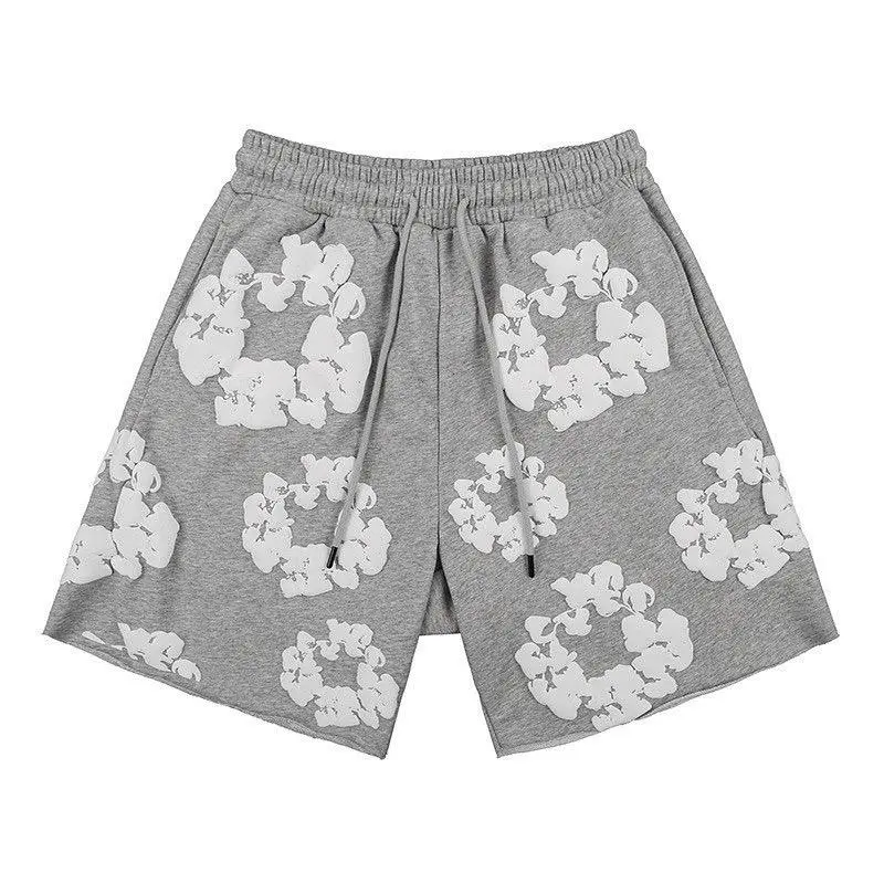 New Men's Women's Same Foam Printing Casual LooseCotton Short-sleeved T-shirt with Shorts Set Clothes Menswear 3