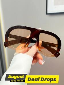 Women's Tinted Lens Frames Sunglasses, Casual Ombre Design Trendy Vintage Styling Sunglasses for Everyday Use, Modern Fashion Accessories for Outdoor Activities, Summer Trendy Classic Shades Sunglasses