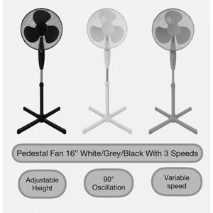 Oscillating Pedestal Fan 16" Portable 3 Speed Cooling Silent Fan Floor Standing