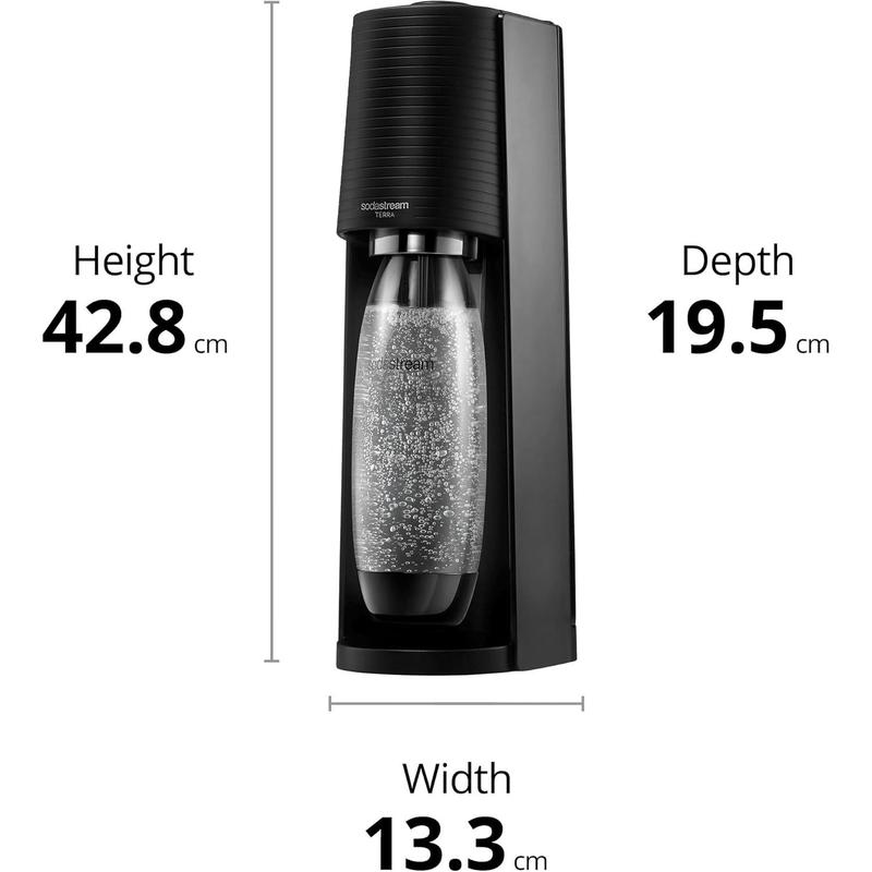 SodaStream - Terra Sparkling Water Maker, Quick Connect CO2 System, Includes 60L Gas Cylinder, BPA-Free 1L Bottle, Eco-Friendly & Reduces Plastic Waste, Black 4