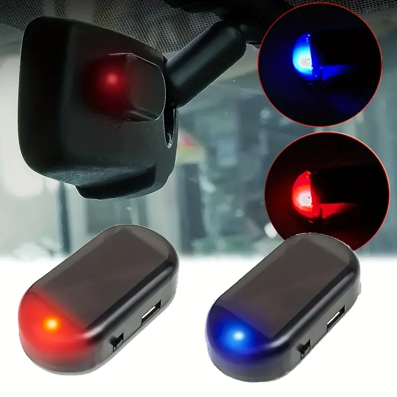 Product Introduction of 1pc- Solar Charging &USB Charging Car Simulation Alarm - Car Anti-Theft Simulation Monitor - Red, Blue Light Ficker - Make Your Car Safe from Theft 1