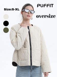 PUFFIT Machine Washable Water Repellent Quilted Crew Neck Puffer Jacket