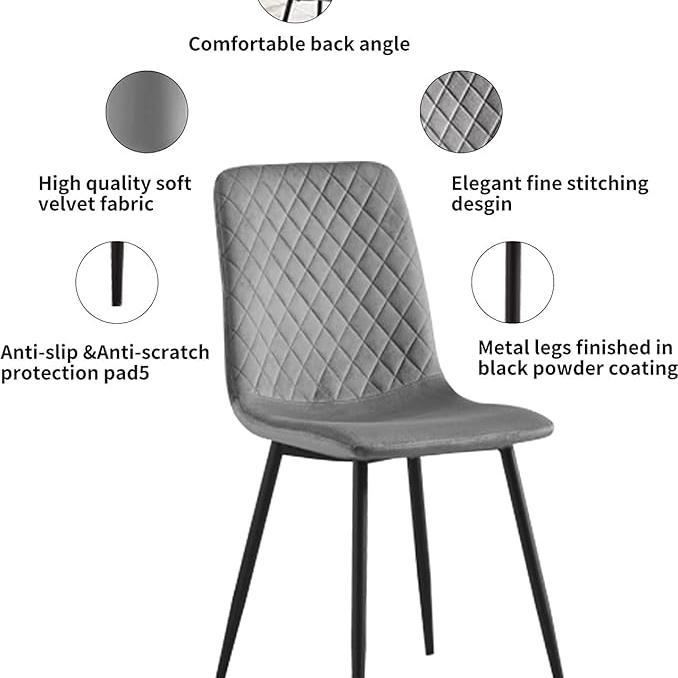 mcc direct Set of 2 Designer Velvet Fabric Dining Chairs Metal Legs Lexi Chairs 3