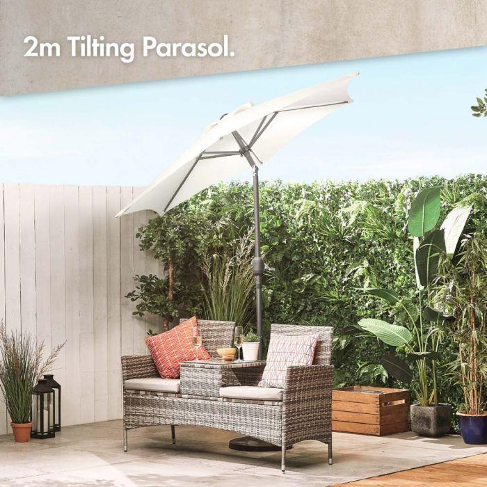 VonHaus Ivory Cream 2m Steel Garden Parasol【UK SELLER】 1