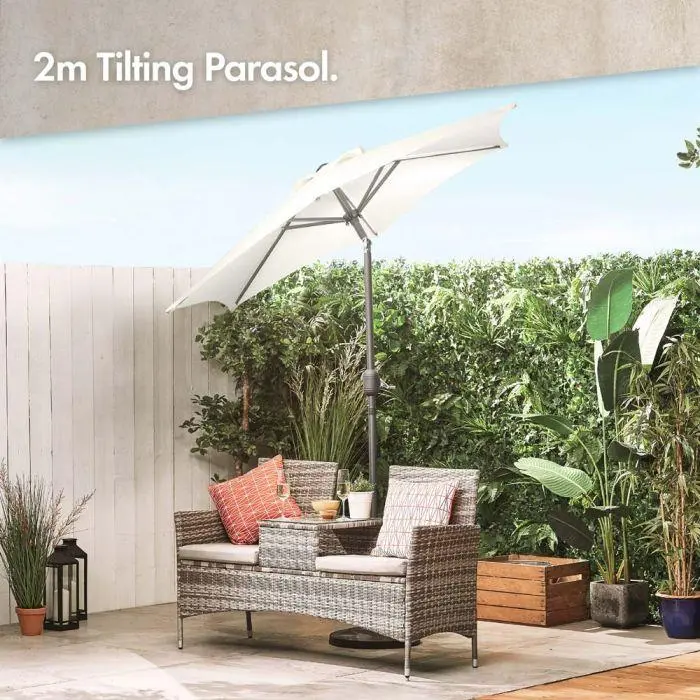 VonHaus Ivory Cream 2m Steel Garden Parasol【UK SELLER】 1