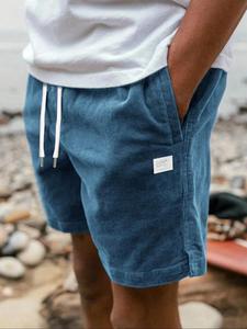 Men's Patched   Shorts, Regular Fit Casual Comfy Drawstring Waist Shorts for Summer, Men's Bottoms for Daily Wear