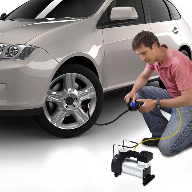 LCD Digital Tyre Inflator Pressure Gauge Air Line Clip on Tyre Pump Compressor 2