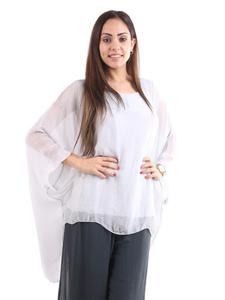 Findfashion Italian Plain Batwing Silk Tunic Top For Ladies