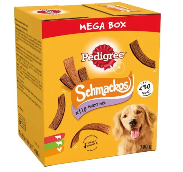 Schmackos Mega Pack 110 Strips Snacks, Dog Treat Multipack with Beef, Lamb and Poultry Flavours, 790 g (Pack of 1)