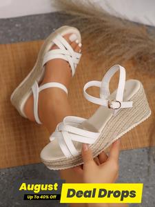 Women's Fashionable Plain Color Wedge Sandals, Casual Versatile Bohemian Sandals for Summer, Lightweight Breathable Comfortable Shoes for Daily Wear, Girl