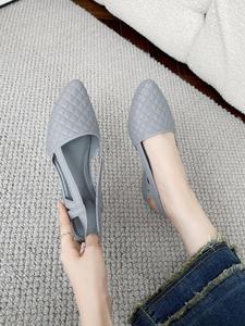 Women's 2024 Minimalist Elegant Plain Shoes, Modest Fashion Pointed Toe Slingback Court Wedges, Fashionable Casual Hollow Out Design Argyle Court Wedges for Daily Wear, Girl's Walking Shoes