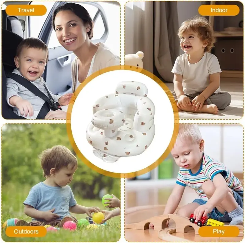 Inflatable Baby Chair, 1 Count Cute Cartoon Pattern Inflatable Baby Seat, Baby Inflatable Sofa Chair, Baby Furniture for Home 7