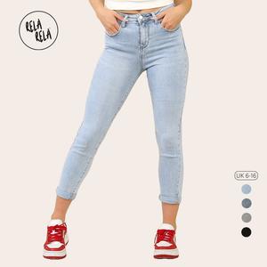 RELA RELA Petite Friendly Women's Grey Viral Stretchy Slim Fit Mid-Waist Crop Jeans UK 6-16