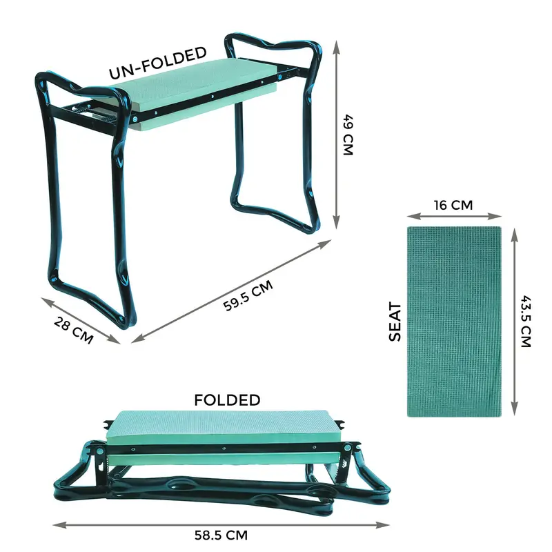 Garden Kneeler 2-in-1 Folding Gardening Padded Seat and Kneeling Stool Tool Bag 5