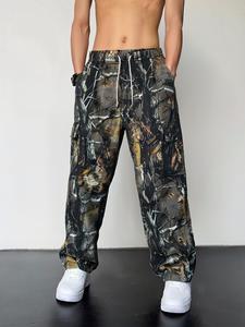 Men's Camo Tree Print Cargo Pants, Loose Casual Comfy Trousers for Spring & Fall, Fashion Men's Bottoms for Daily Wear