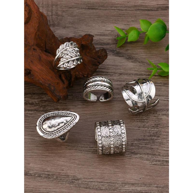 5pcs/Set Bohemian Vintage Exaggerated Ring Set 4