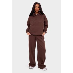Kaiia Logo Wide Leg Joggers Mocha