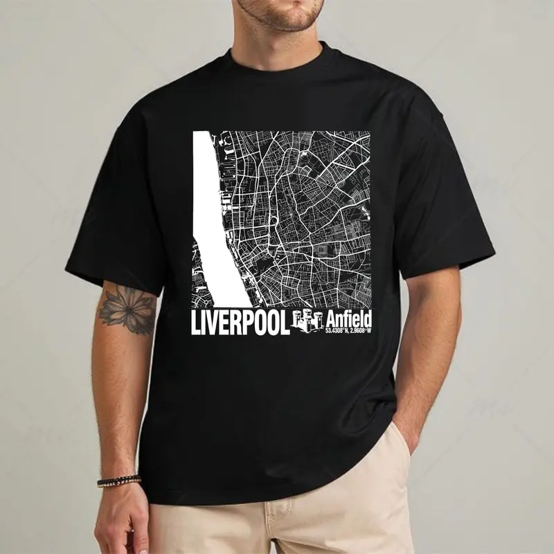 Liverpool Fc Anfield Minimalist Football Stadium Map T-Shirt, Unisex 100% Cotton Short Sleeve, Football Fan Gift Liverpool Players 4