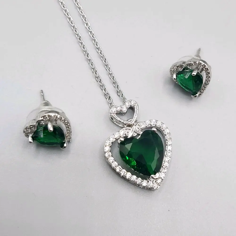 Heart Shape Earrings and Pendant Set for Women