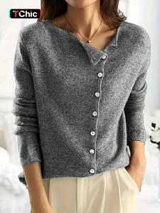 Women's Plain Button Front Cable Knit Sweater, Casual Long Sleeve Round Neck Jumper for Fall & Winter, Women's Knitwear for Daily Wear