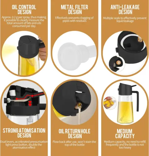 ⚡[2-3 day arrival]2-in-1 Oil Spray Bottle Kitchen Cooking Oil Dispenser Multi-Purpose Sauce Spraye  UK Bbq Glass 6