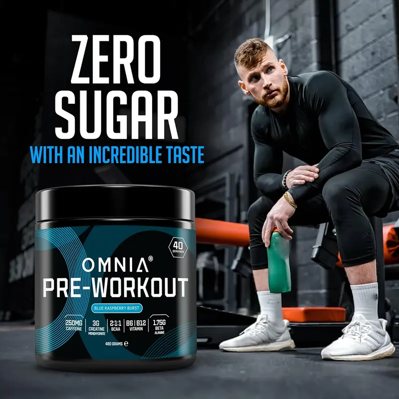 Power Pre Workout Powder - Energy Drink with Creatine Monohydrate, Beta Alanine, Caffeine and Citrulline, Physical Performance for Gym or Sports, 40 Servings - Blue Raspberry Burst 5