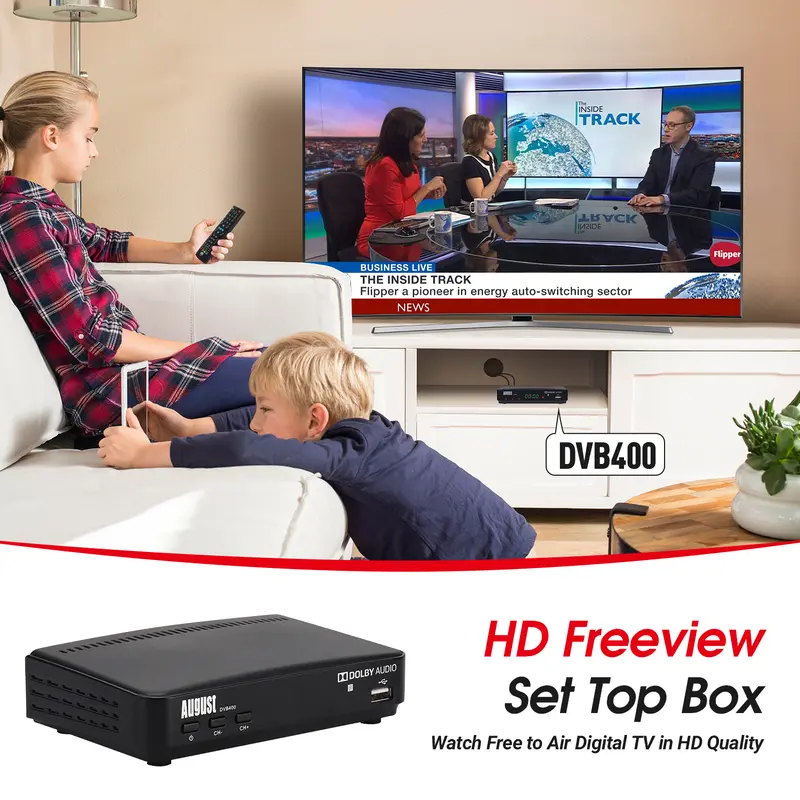 Freeview Receiver Compact Set-Top Box HD TV Recorder HDMI Cable Connection with 32GB USB PVR Included-August DVB400 1