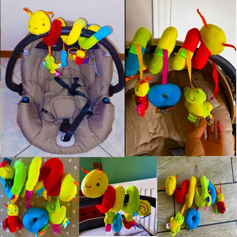 Children's Seat Toy 0-6 Months Spiral Stroller Newborn Toys, Mirror & Teether for Infant Visual & Auditory Development, Plush Hanging Children's Rattle Sensing Toy Mobile Cradle Suitable for 0 3 6 9 12 Boys and Girls Ideal Gift Gift, Idea 2025 2