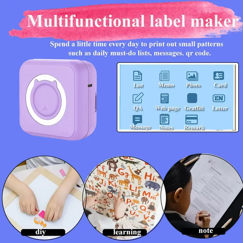Portable Mini printer,thermal pocket Label  printer, for Android or IOS APP UK~ label  printers puh  prints 2