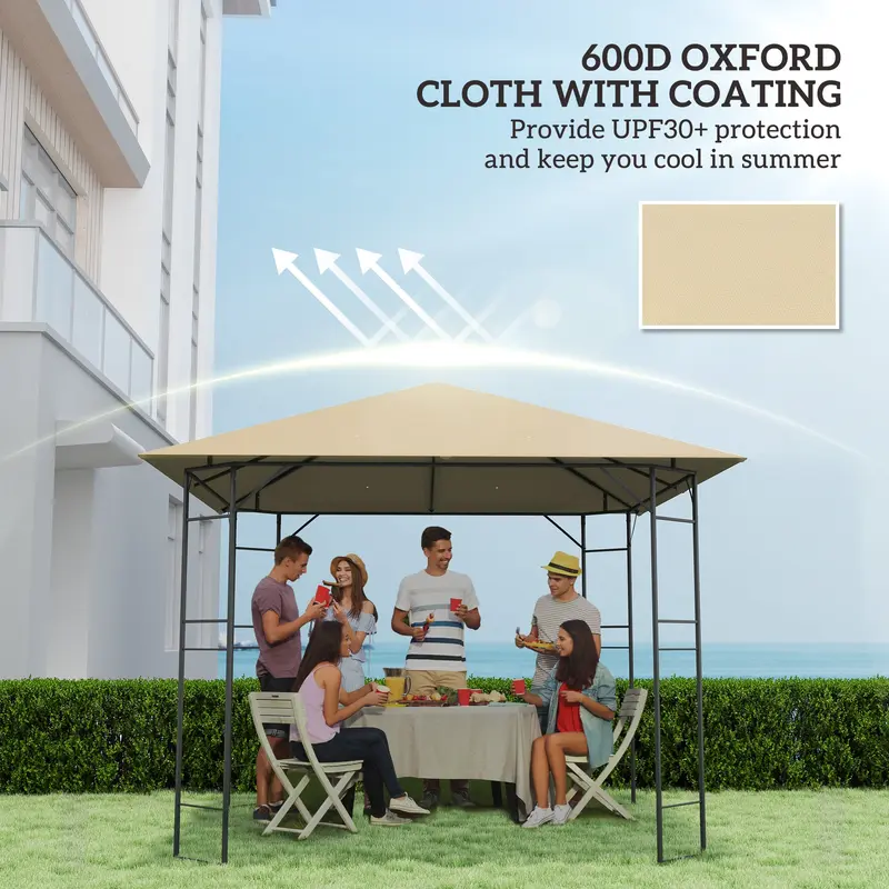 Outsunny 3 x 3(m) Gazebo Canopy Replacement Cover, Garden Gazebo Roof Replacement with Drain Holes, Water Resistant PVC Coating, 370g/㎡, UPF30+, TOP COVER ONLY, Beige 5