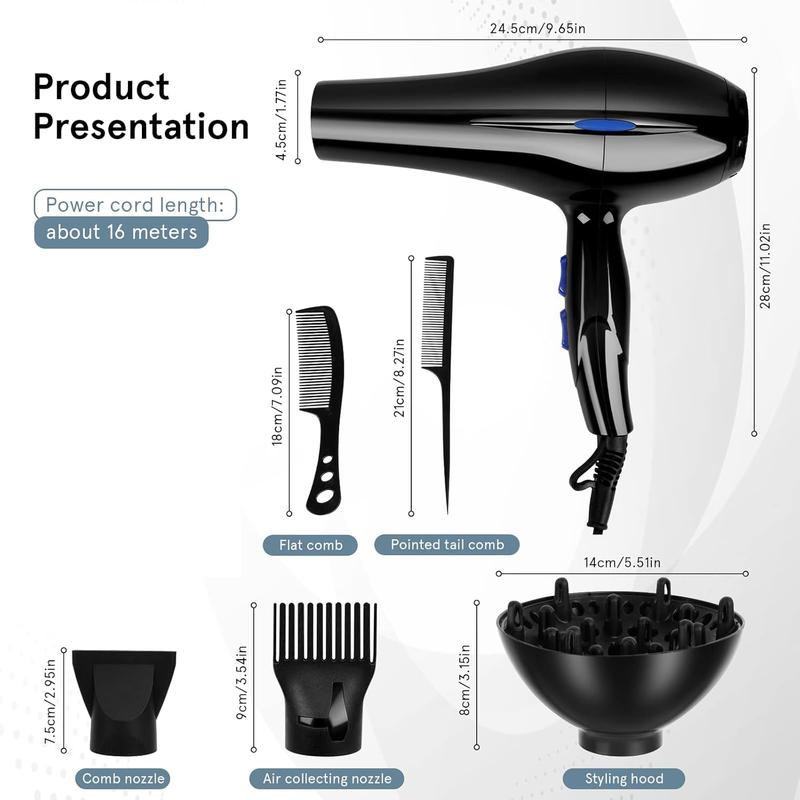 2200W Professional Style Hair Dryer Nozzle Concentrator Blower Pro Salon Heat UK 3