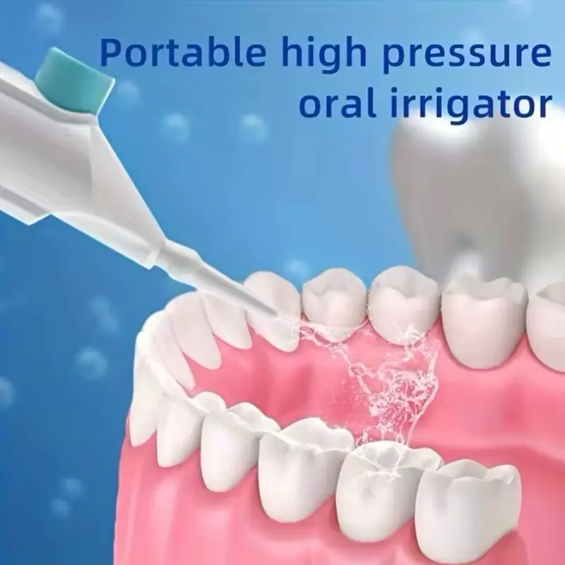 Household High Pressure Oral Irrigator Portable Teeth Clean Water Dental Floss Manual High Pressure Water Toothpick Durable Pink 2