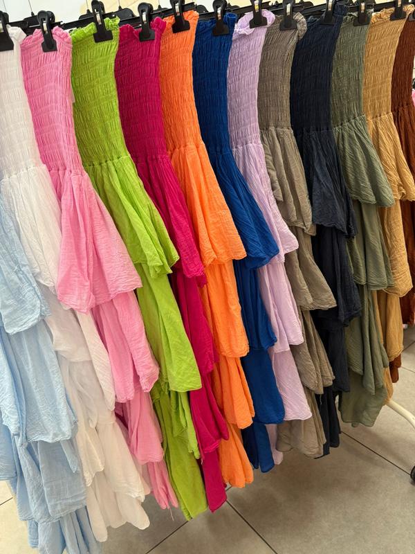 Boob Tube Maxi Ruffle Dress - (UK Size 6-12) Summer Dress ,Women Daily Dress ,Women Summer Wear Comfort 3