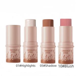 Highlighter & Bronzer & Blush Stick (3pcs/set), Long Lasting Waterproof Concealer Stick, Compact Multi-color Natural Shade Stick for Createing Lightweight Finishing Makeup, Flawless Cosmetic, Highlighting Stick