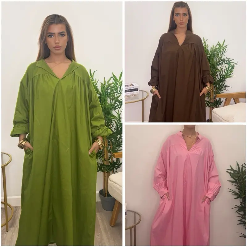 Women’s Oversized Casual Poplin Baggy Maxi Dress- Summer Modest Fashion
