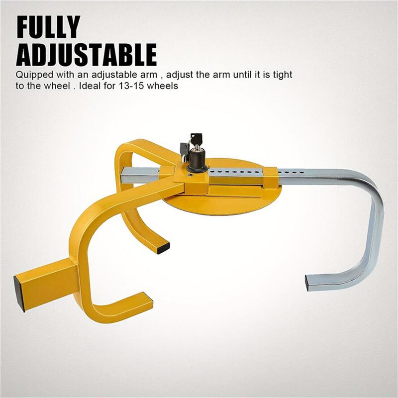 Wheel Clamp Anti Theft Lock RocwooD Security Car Heavy Duty For 13" - 15" Wheels 4