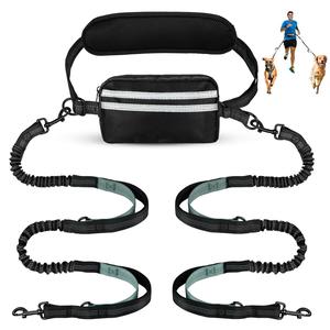 Hands Free Dog Leash with Pouch, 1pc Retractable Bungee Dog Leash with Double Padded Handles, Dog Waist Leash for Dog Walking, Running Leash for Dogs, No Tangle Leash