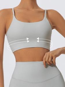 Women's Solid Color  Sports Bra, High Stretch Breathable Comfortable Backless Buckleless Sports Bra, Ladies Sportswear for Indoor Outdoor Wear, Yoga Sports Bra