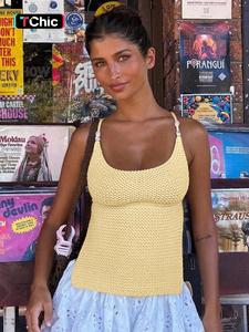 Women's Solid Color Criss Cross Backless  Cami Top, Casual Sleeveless  Knit Top for Summer, Fashion Women's Knitwear for Daily Wear