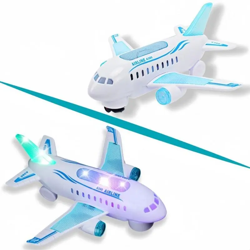 Interactive Electric Airplane Toy - LED Lights, Sounds, Battery Operated, Safe Plastic, Educational Play for Ages 3+, White 5