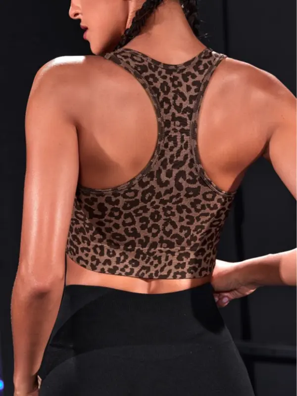 Leopard Print Racerback Sports Bra – Bold, Breathable & Supportive Activewear for Women 5