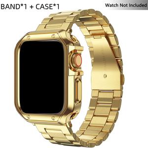 Stainless Steel Watch Band & TPU Cover Set, 1 Set Smart Watch Link Bracelet Band & Case, Smartwatch Band & Case for iWatch 9 8 7 6 5 4 3 2 1 SE