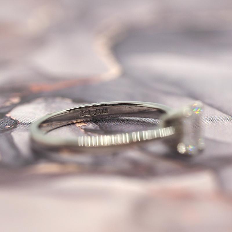 Platinum Emerald Cut Diamond Solitaire Ring, size I 1/2 7