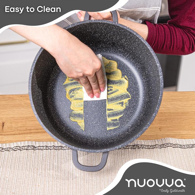 Non-Stick Aluminium Pot with Lid – Sturdy Deep Dutch Oven – Casserole Pot with Ergonomic Handles – 4L, 24cm Oven Safe Cooking Pot – by Nuovva 6