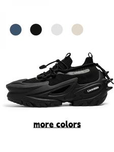 Men's All-Black Futuristic Techwear Mesh Sneakers, Slip-On Chunky Dad Shoes, Breathable & Comfortable for Wide Feet, Ideal for Daily Wear