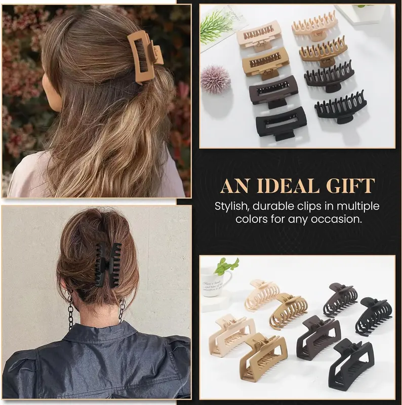 8 Pcs Hair Claw Clips for Women Ponytail Holder Headwear Hair styling Accessories for Straight, Curly, Wavy Hair | Non Slip Hair Clips Women | Hair Products for Women | Big Claw Clip Set 1