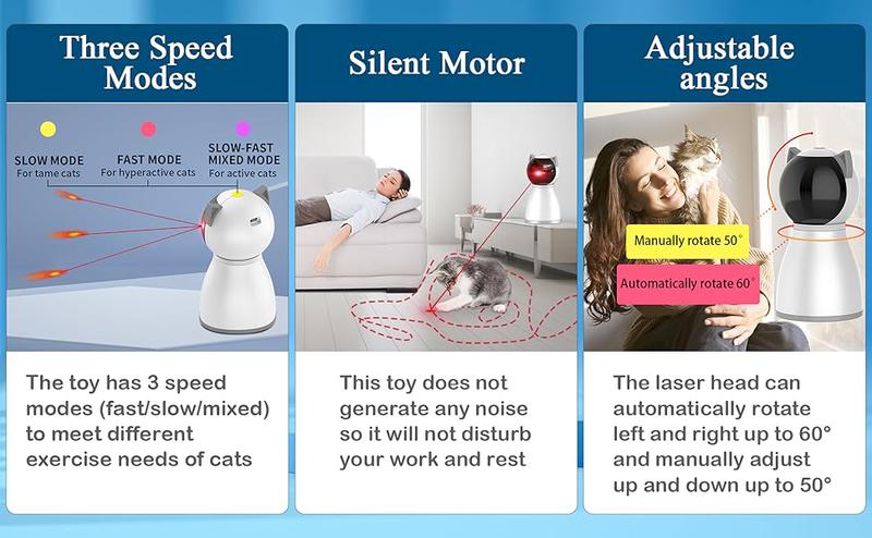 Product Introduction of YVE LIFE Cat Laser Toy Automatic for Indoor Cats, Motion Activated Interactive Cat Toys for Kitten/Dogs,USB Rechargeable,Fast and Slow Circling Pattern,Automatic On/Off and Silent 2
