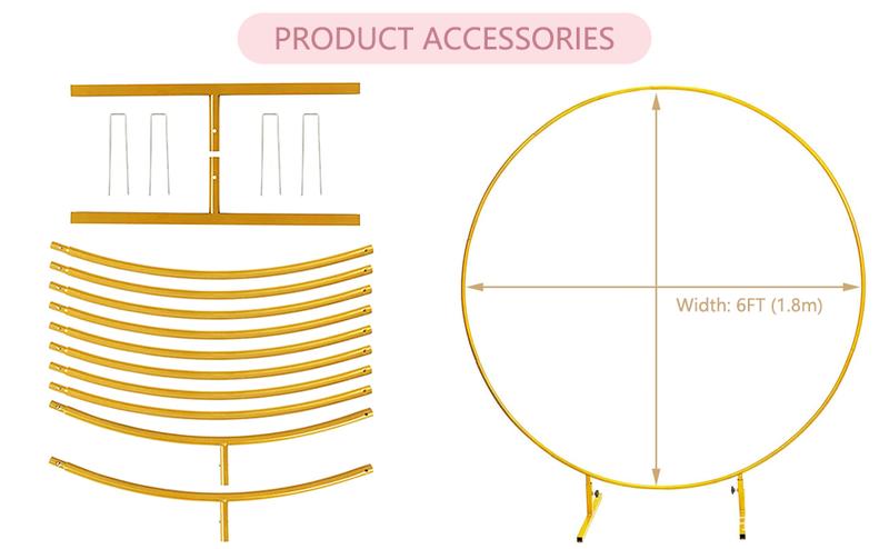 Product Introduction of Round Balloon Arch Kit, 1.8M Metal Stand With Base, Backdrop Stand for Birthday Party, Baby Shower, Graduation, Wedding 2