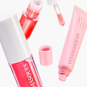 Vitamasques Glazed Lips Oil & Overnight Mask Set | Hydrating & Plumping with 15 Plant Oils, Hyaluronic Acid & Peptides | Juicy Shine & Nourishing Repair | Vegan, Cruelty-Free, Clean Beauty | Lip Balm Oil Hydrate Moisture