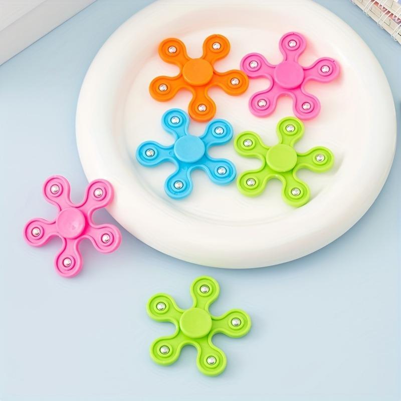 5pcs Colorful Fidget Spinners - Random Color Plastic Hand Spinners for Stress Relief, Party Favors, and Finger Toys, Decompression Toy|Random Color Design|Plastic Fidget Spinner 4